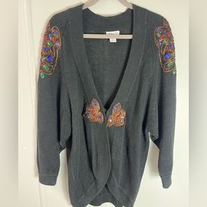 Vintage Spoleto Sequins/Gems Long Sleeve Black Sweater Size Medium